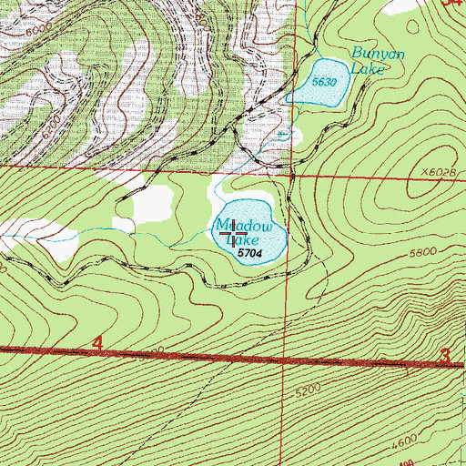 Topographic Map of Meadow Lake, MT
