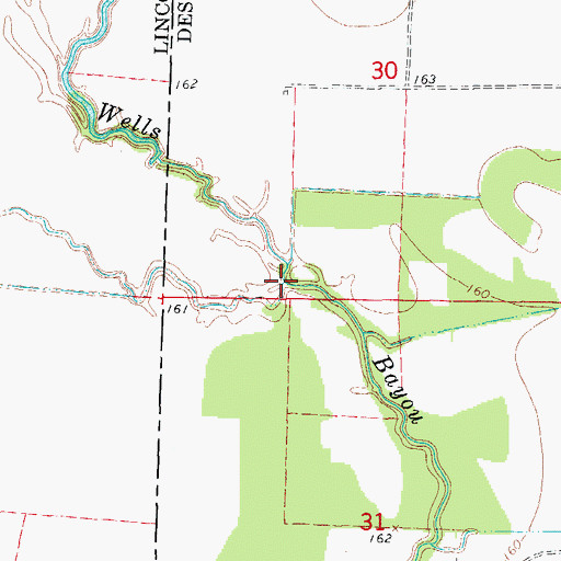 Topographic Map of Wells Bayou, AR