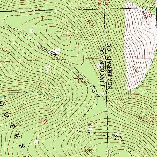 Topographic Map of Meadow Ridge Trail, MT
