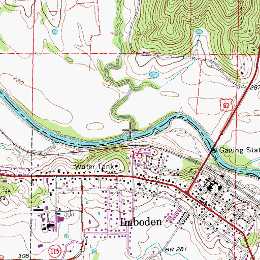 Topographic Map of Wells Creek, AR