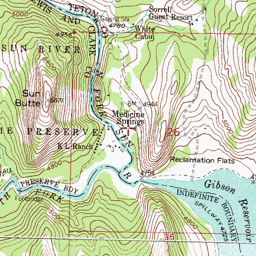 Topographic Map of Medicine Springs, MT
