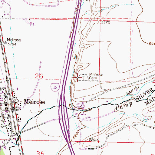 Topographic Map of Melrose Cemetery, MT