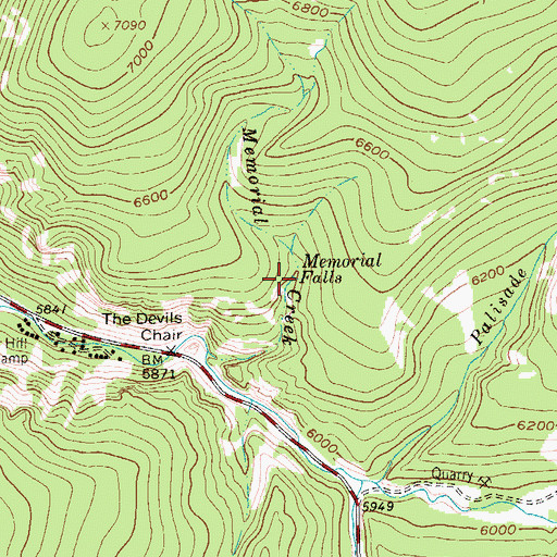 Topographic Map of Memorial Falls, MT