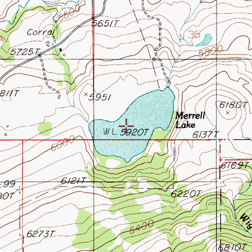 Topographic Map of Merrell Lake, MT
