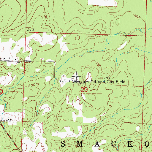 Topographic Map of Wesgum Oil and Gas Field, AR