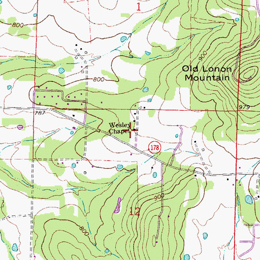Topographic Map of Wesley Chapel Methodist Church, AR