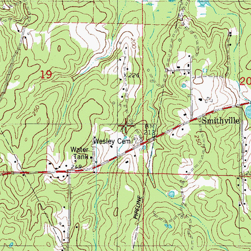 Topographic Map of Wesley Chapel Methodist Church, AR