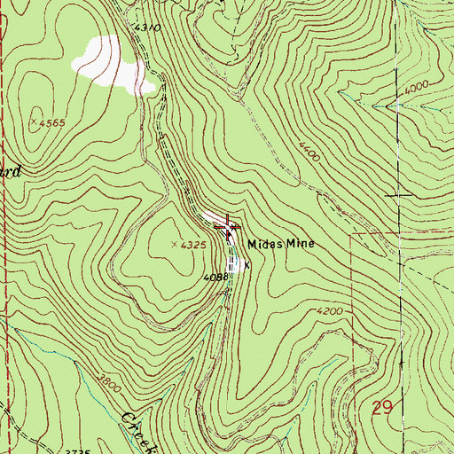 Topographic Map of Midas Mine, MT
