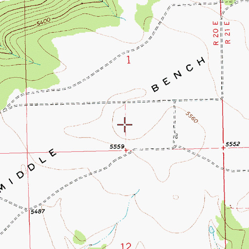 Topographic Map of Middle Bench, MT