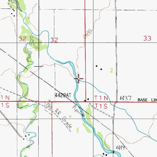 Topographic Map of Middle Cottonwood Creek, MT