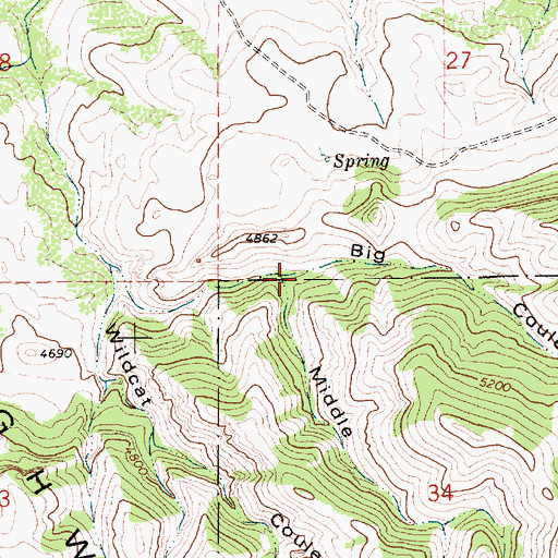 Topographic Map of Middle Coulee, MT