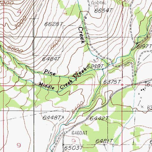 Topographic Map of Middle Creek, MT