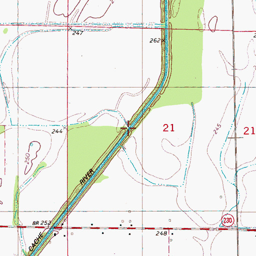 Topographic Map of West Cache River Ditch, AR
