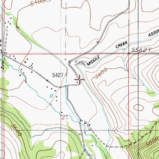 Topographic Map of Middle Creek Association Ditch, MT