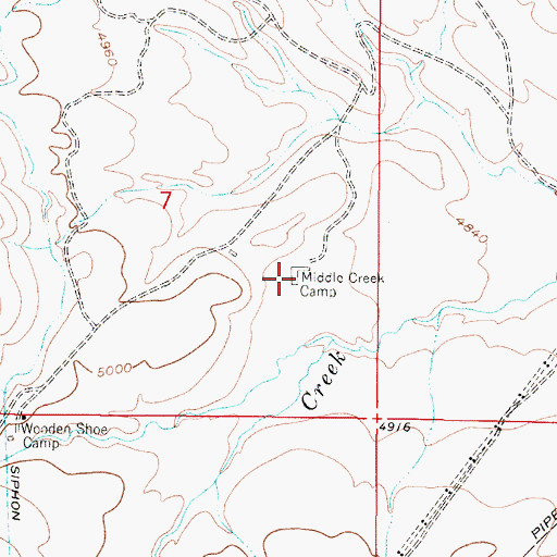 Topographic Map of Middle Creek Camp, MT