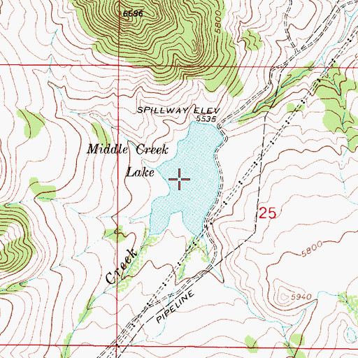Topographic Map of Middle Creek Lake, MT