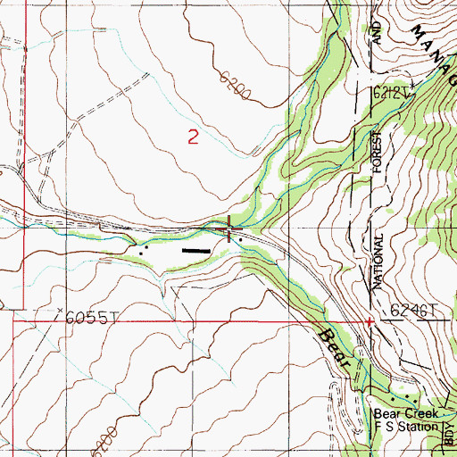 Topographic Map of Middle Fork Bear Creek, MT