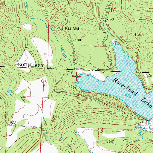 Topographic Map of West Fork Horsehead Creek, AR