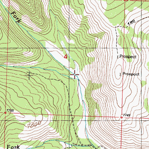 Topographic Map of Middle Fork Buffalo Creek, MT