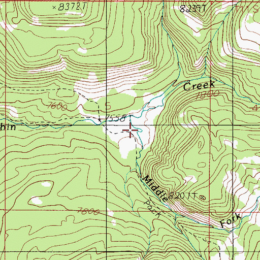 Topographic Map of Middle Fork Cabin Creek, MT