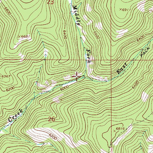 Topographic Map of Middle Fork Calf Creek, MT