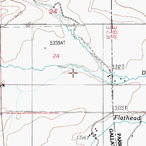Topographic Map of Middle Fork Dry Creek, MT