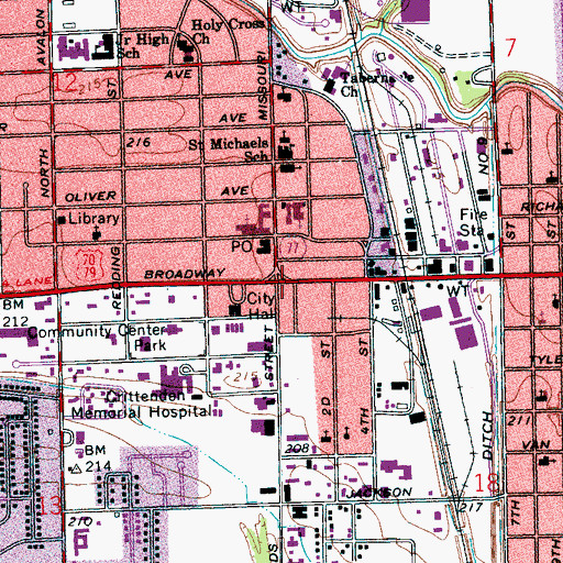Topographic Map of West Memphis, AR