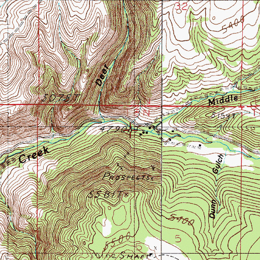 Topographic Map of Middle Fork Duck Creek, MT