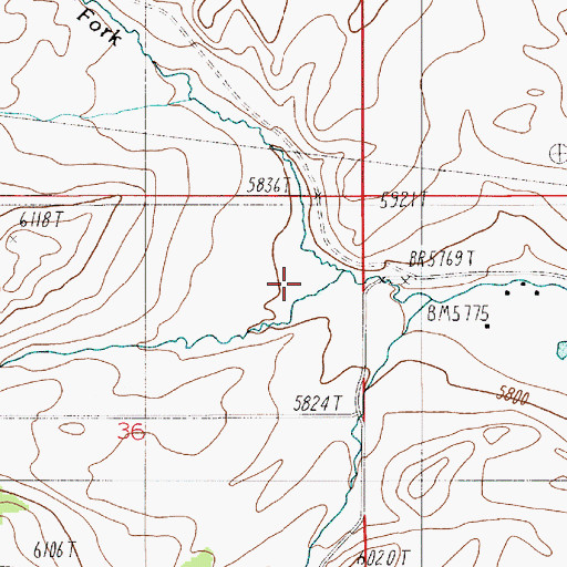 Topographic Map of Middle Fork Flathead Creek, MT