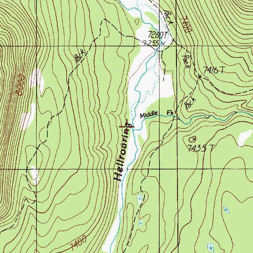Topographic Map of Middle Fork Hellroaring Creek, MT