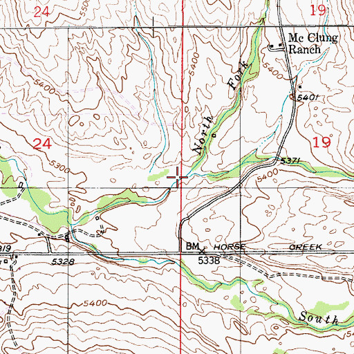 Topographic Map of Middle Fork Horse Creek, MT