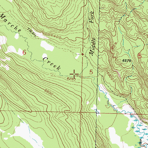 Topographic Map of Middle Fork La Marche Creek, MT
