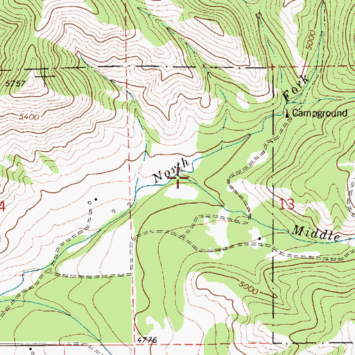 Topographic Map of Middle Fork Little Belt Creek, MT