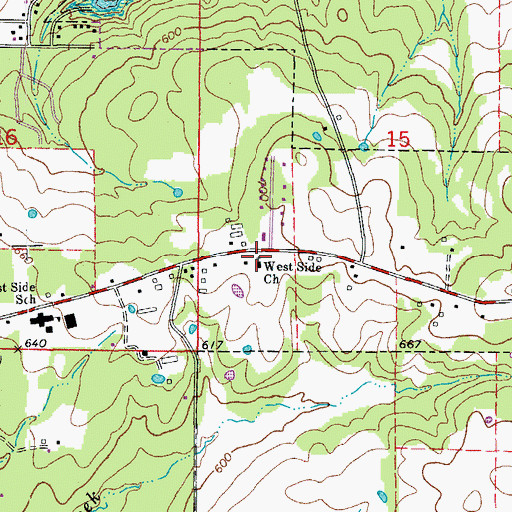Topographic Map of West Side Baptist Church, AR