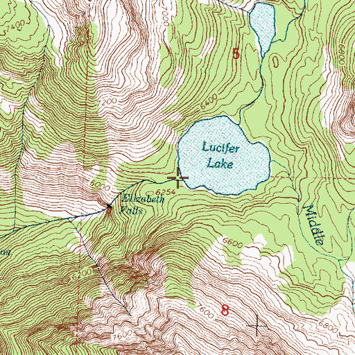 Topographic Map of Middle Fork Mission Creek, MT