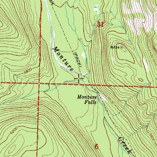 Topographic Map of Middle Fork Monture Creek, MT