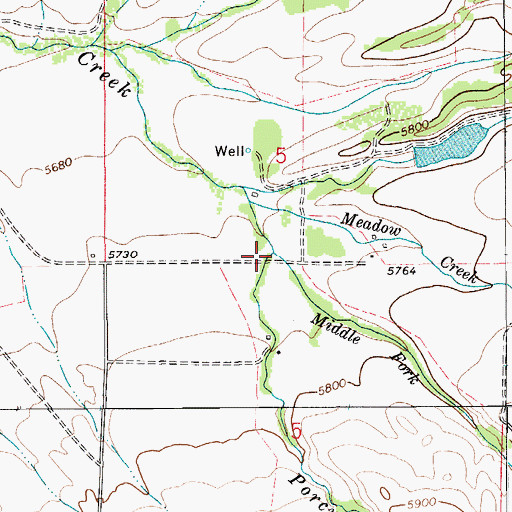 Topographic Map of Middle Fork Porcupine Creek, MT