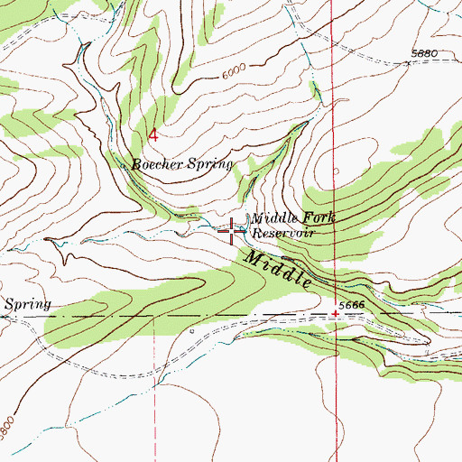 Topographic Map of Middle Fork Reservoir, MT