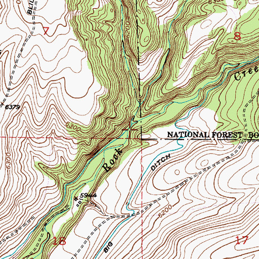 Topographic Map of Middle Fork Rock Creek, MT