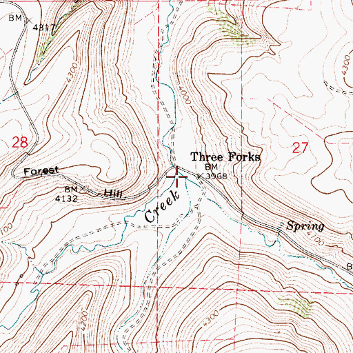 Topographic Map of Middle Fork Sand Coulee Creek, MT