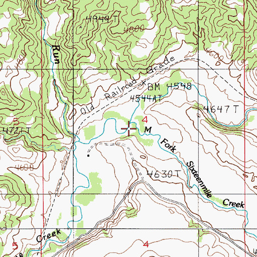 Topographic Map of Middle Fork Sixteenmile Creek, MT