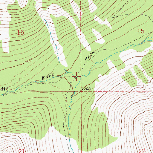Topographic Map of Middle Fork Sweet Grass Creek, MT