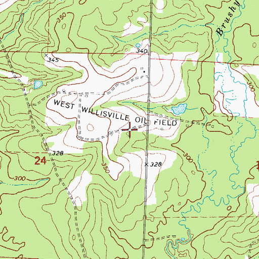 Topographic Map of West Willisville Oil Field, AR