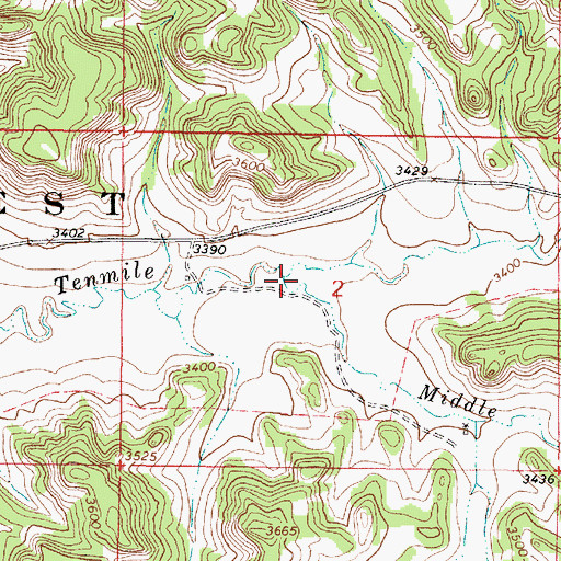 Topographic Map of Middle Fork Tenmile Creek, MT