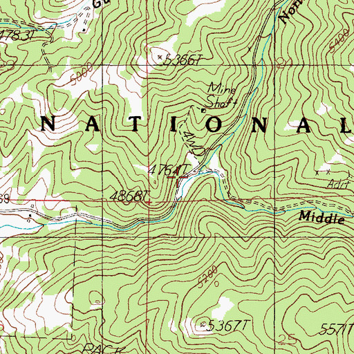 Topographic Map of Middle Fork Warm Springs Creek, MT