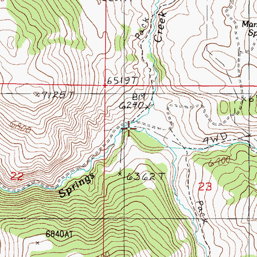 Topographic Map of Middle Fork Warm Springs Creek, MT