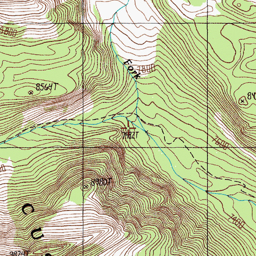 Topographic Map of Middle Fork Wounded Man Creek, MT