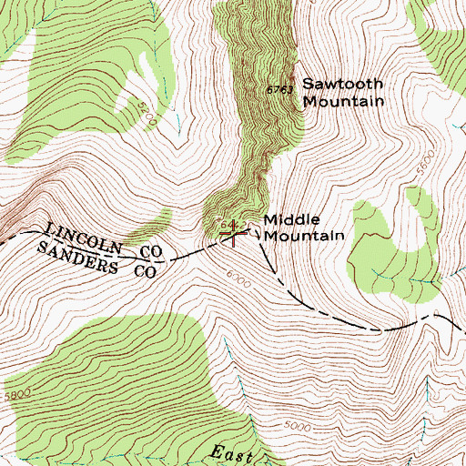 Topographic Map of Middle Mountain, MT