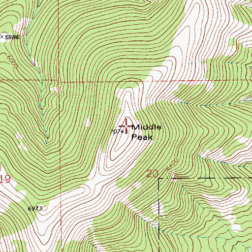 Topographic Map of Middle Peak, MT