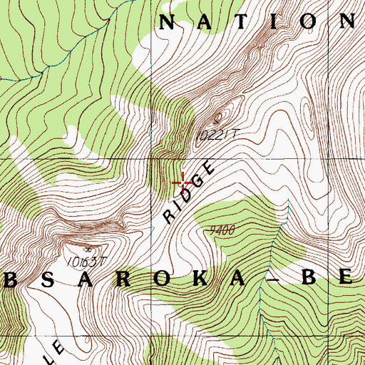 Topographic Map of Middle Ridge, MT